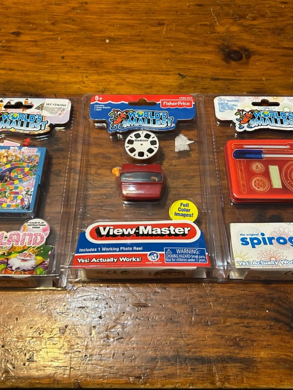 Lot of 3 World’s Smallest toys Spirograph, View Master, Candyland